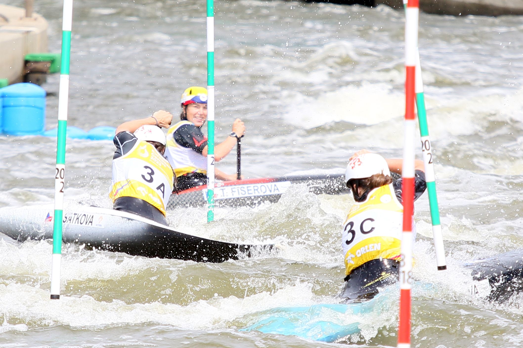 Germany and Czechia canoe slalom team gold medallists